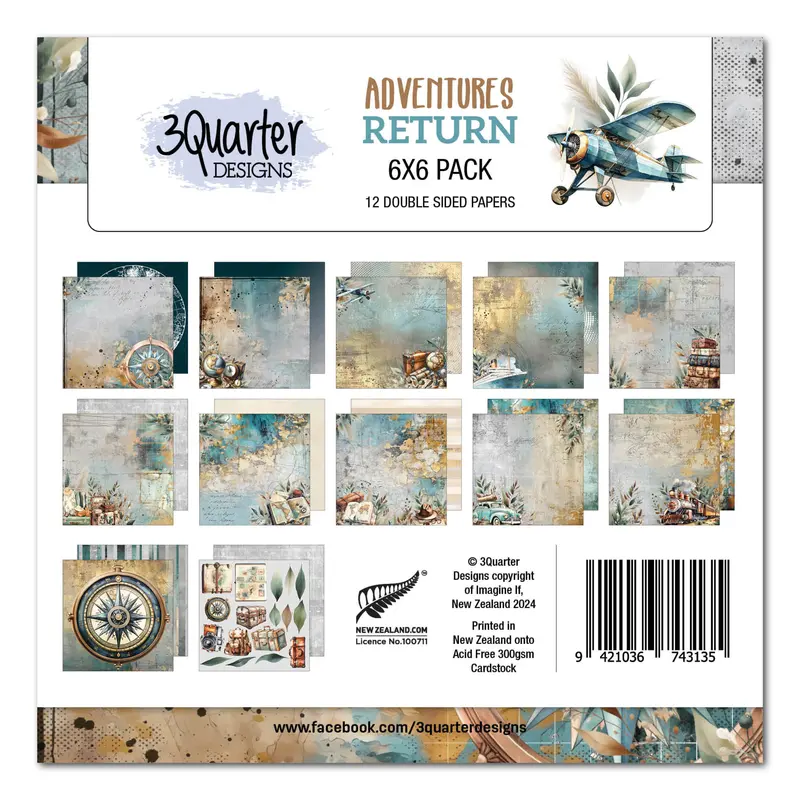 3Quarter Designs Adventures Return 6X6 Paper Pack 1