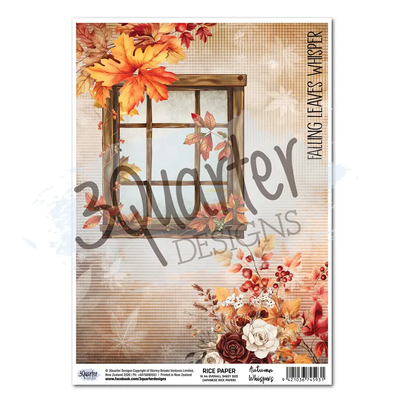 3Quarter Designs Autumn Whispers - A4 Rice Paper - 3 Sheets 1