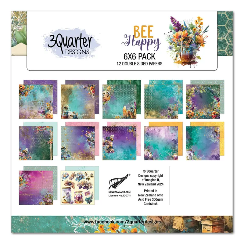 3Quarter Designs Bee Happy 6X6 Paper Pack 1