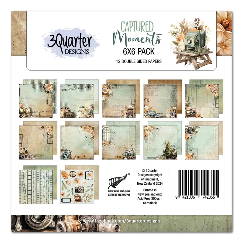 3Quarter Designs Captured Moments 6X6 Paper Pack 1