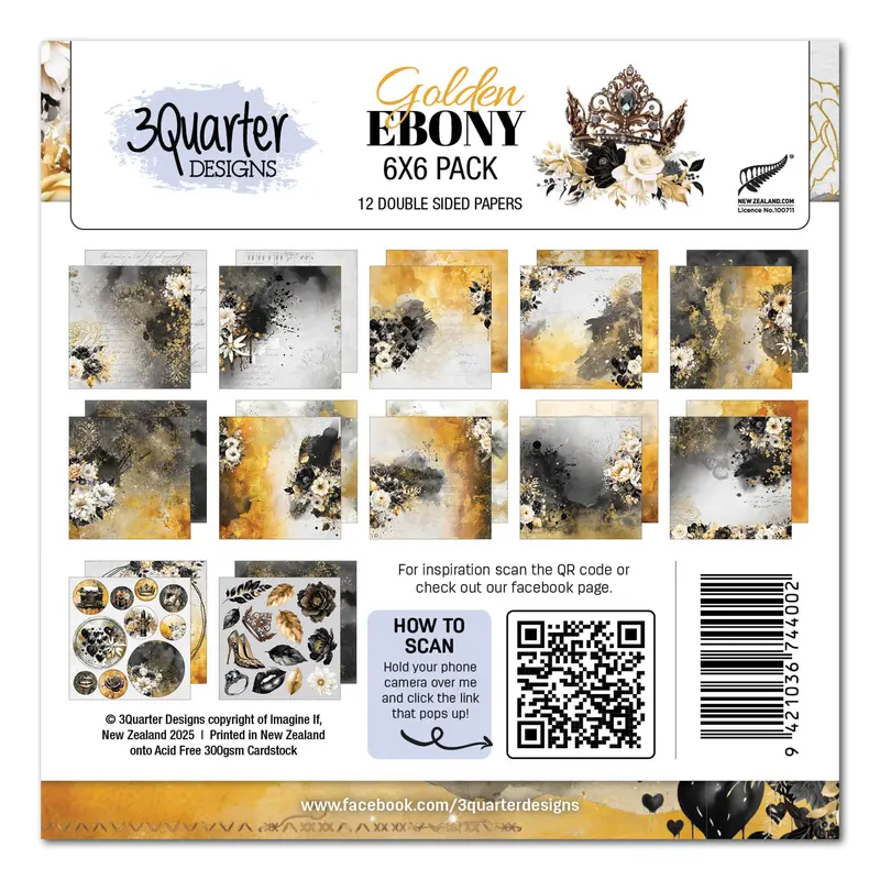 3Quarter Designs Golden Ebony 6X6 Paper Pack 1