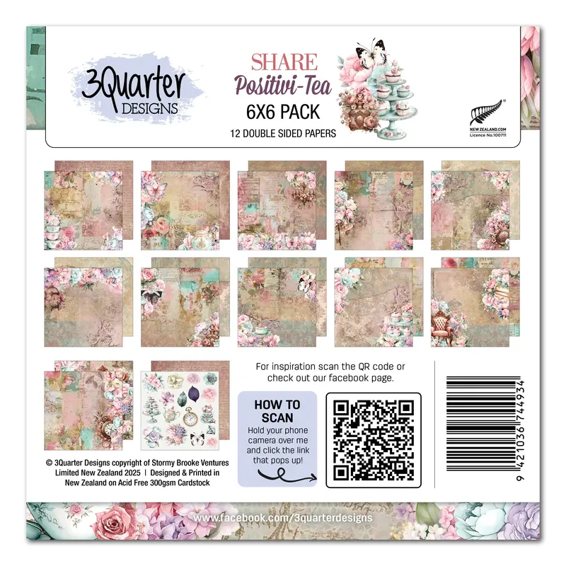 3Quarter Designs Positivi-Tea 6X6 Paper Pack 1