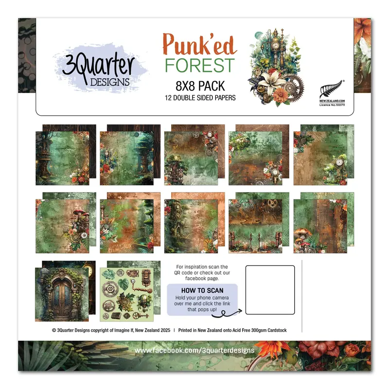 3Quarter Designs Punk'ed Forest 8X8 Paper Pack 1