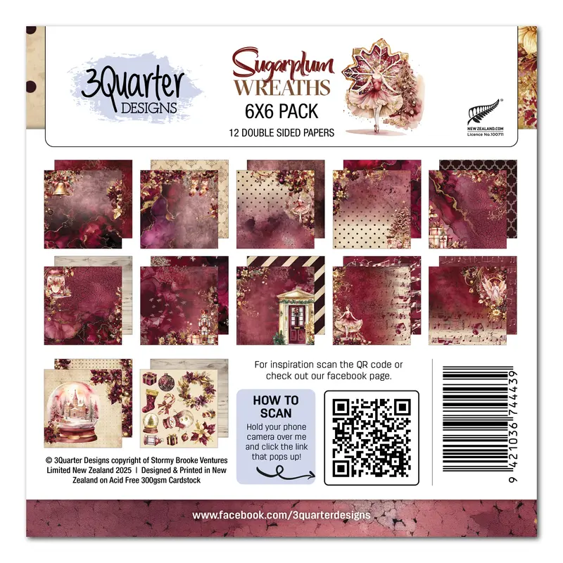 3Quarter Designs Sugarplum Wreath 6X6 Paper Pack 1