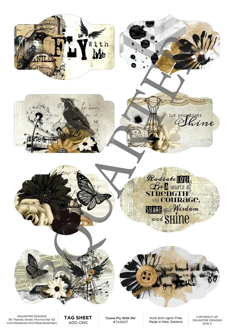 3Quarter Designs -Tag Sheet - Come Fly With Me 1