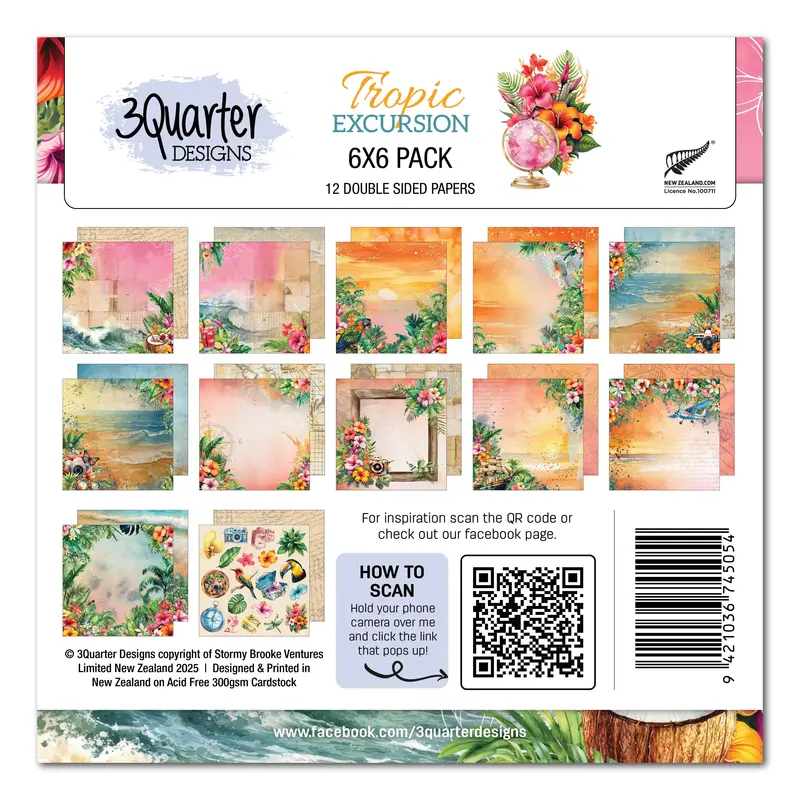 3Quarter Designs Tropic Excursion 6X6 Paper Pack 1