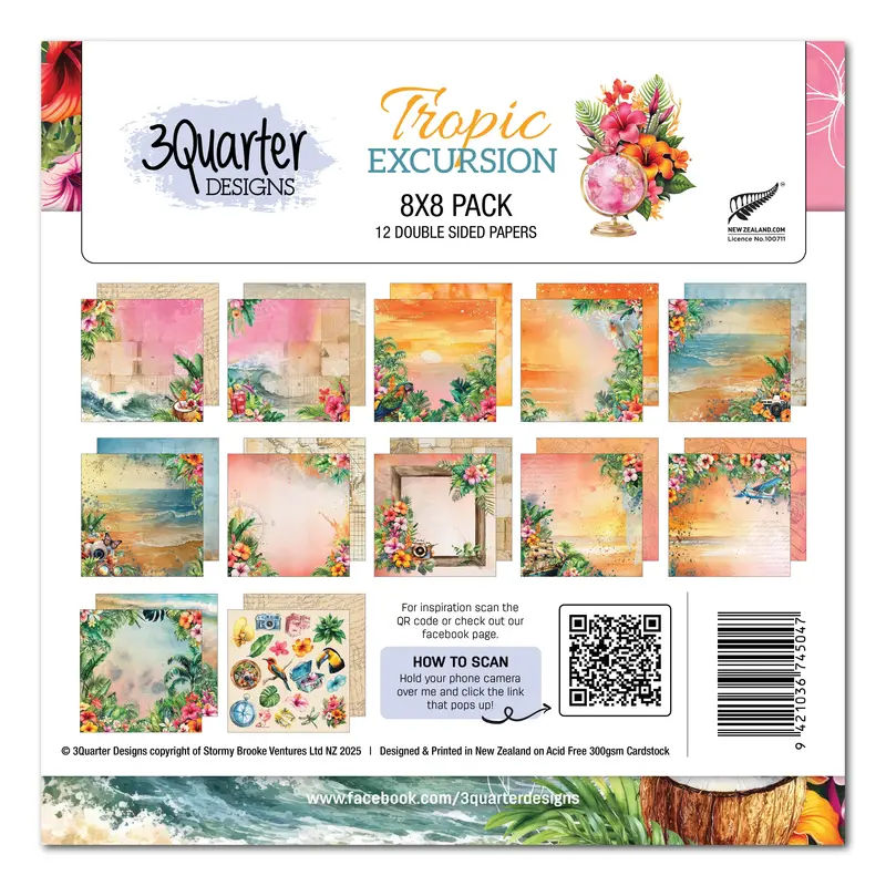 3Quarter Designs Tropic Excursion 8X8 Paper Pack 1