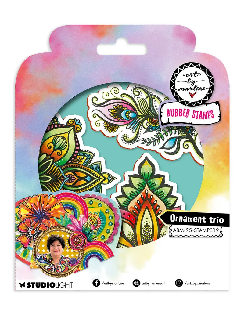 Abm Cling Rubber Stamp Ornament Trio Art By Marlene 3 Pieces 1