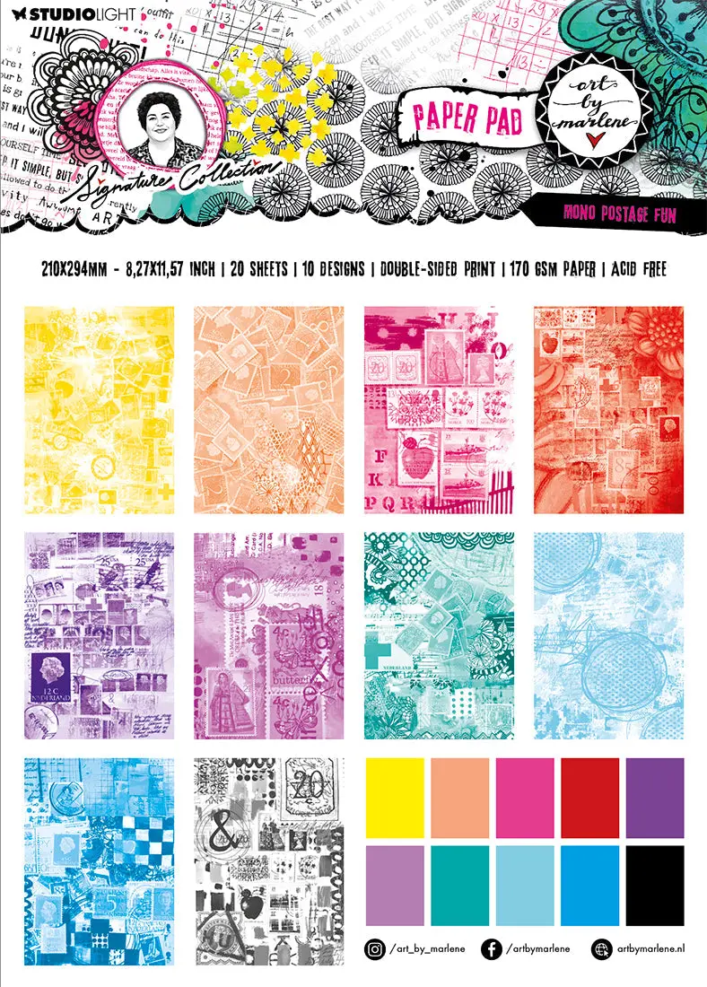 Abm Designer Paper Pad Mono Postage Fun Signature Collection 210X294x10mm 1 Pc Nr.131 1