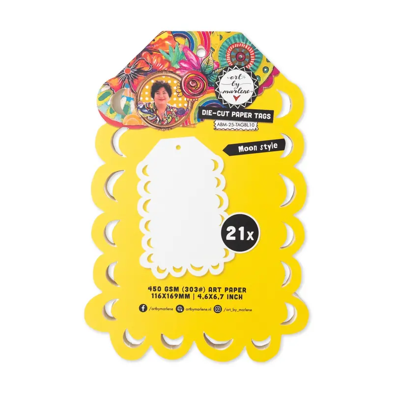 Abm Die-Cut Paper Tags Moon Style Art By Marlene 116X169x8mm 21 Tags 1