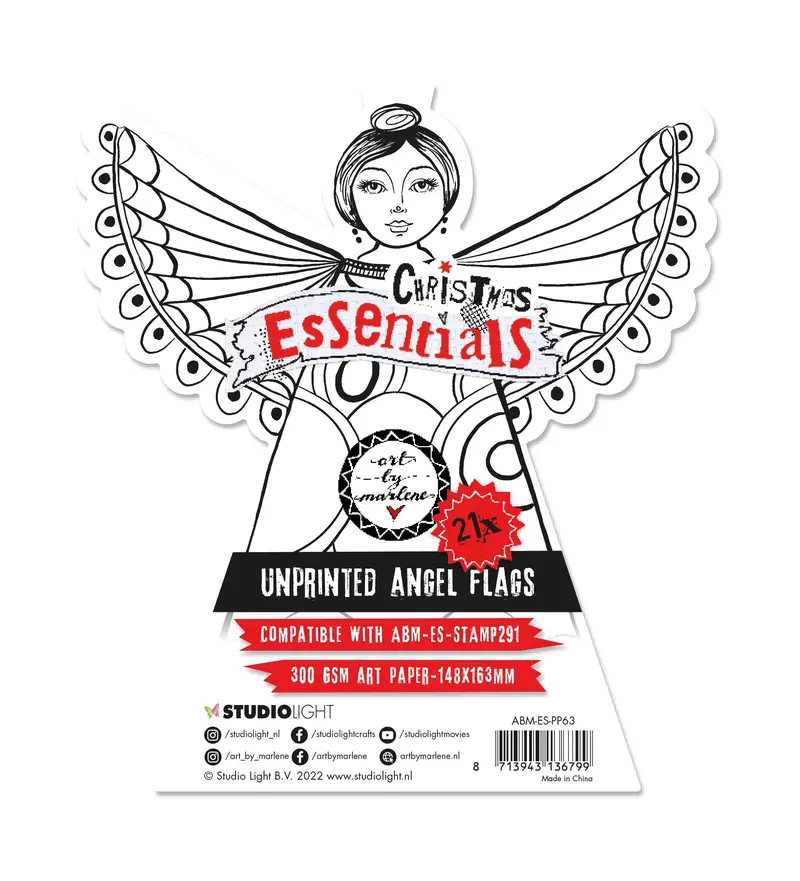 Abm Paper Pad Unprinted Angel Flags 300 Gsm Art Paper Christmas Essentials 148X163x8mm 21 Sh Nr.63 1
