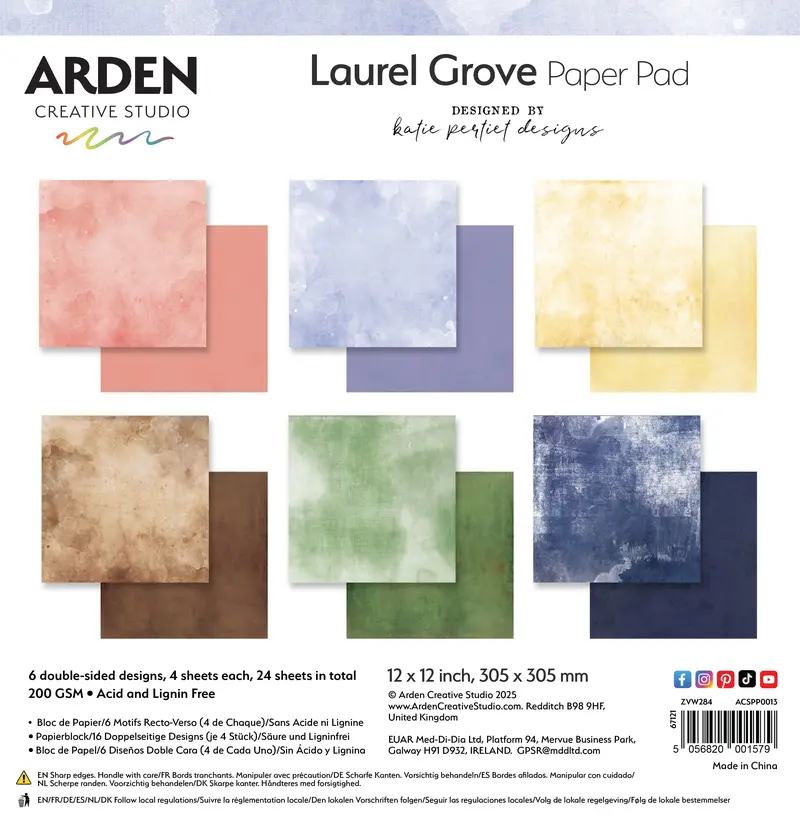 Arden Creative Studio Laurel Grove Solids 12In X 12In Paper Pad 1