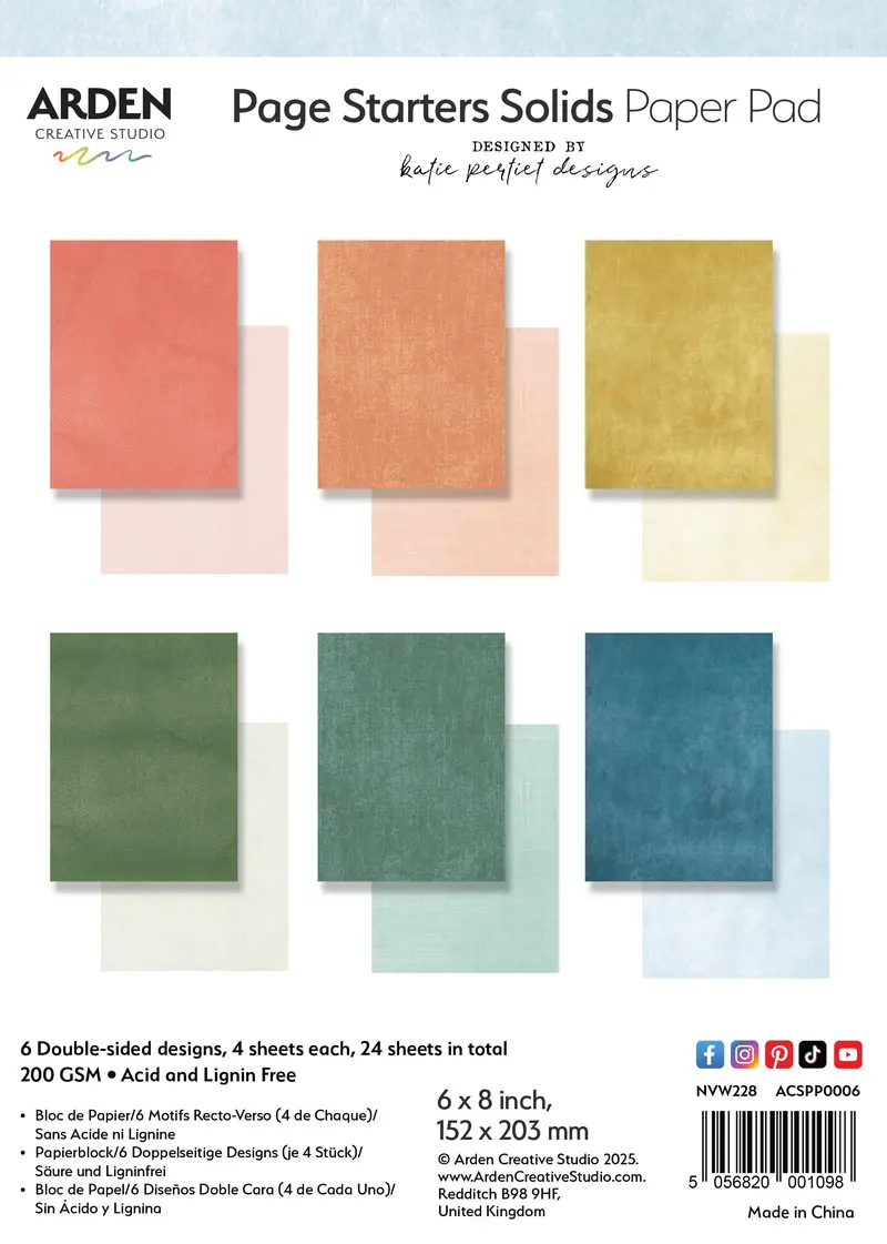 Arden Creative Studio Page Starters Solids 6In X 8In Paper Pad 1