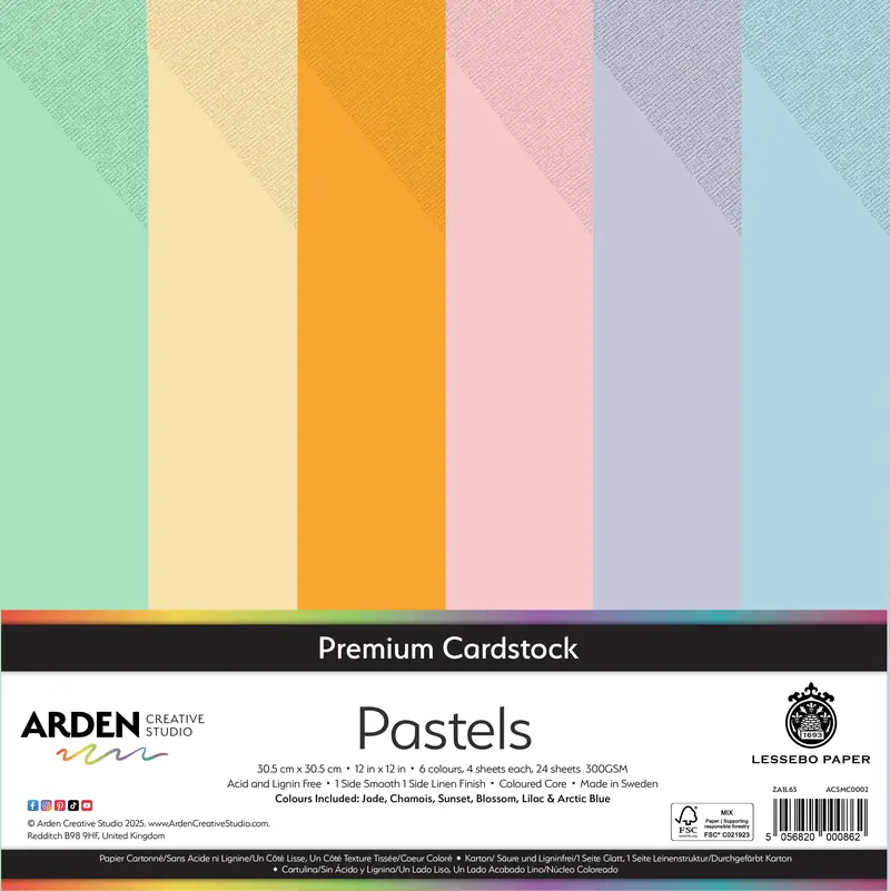 Arden Creative Studio Premium Cardstock Pastels 12In X 12In 300Gsm 24 Pack 1