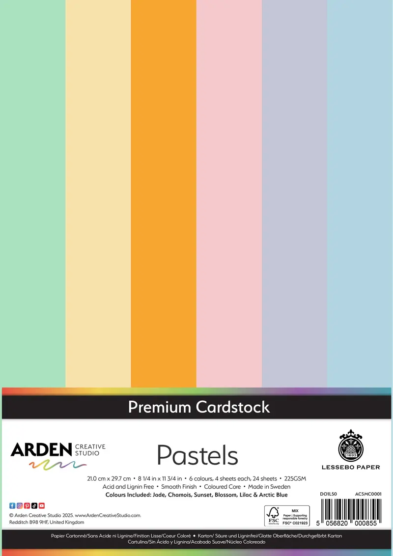 Arden Creative Studio Premium Cardstock Pastels A4 225Gsm 24Pack 1