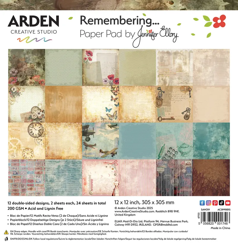 Arden Creative Studio Remembering... 12In X 12In Paper Pad 1