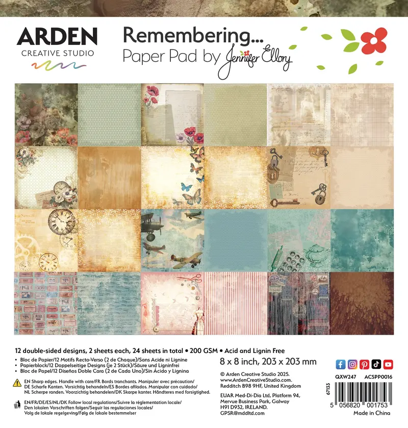 Arden Creative Studio Remembering... 8In X 8In Paper Pad 1