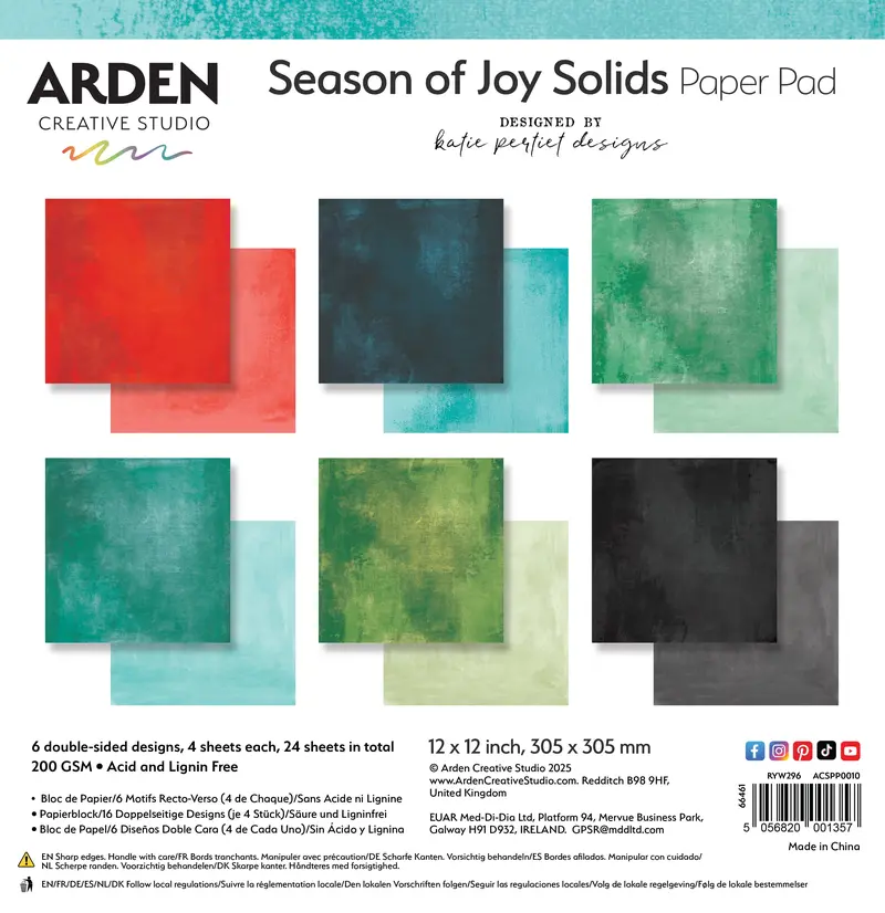 Arden Creative Studio Season Of Joy Solids 12In X 12In Paper Pad 1
