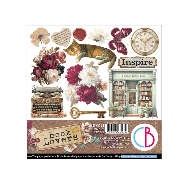 Book Lovers Fussy Cut Pad 6"X6" 24/Pkg 1