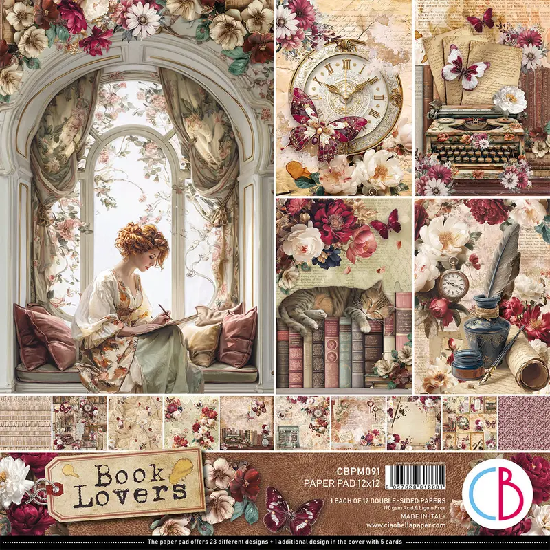 Book Lovers Paper Pad 12"X12" 12/Pkg 1