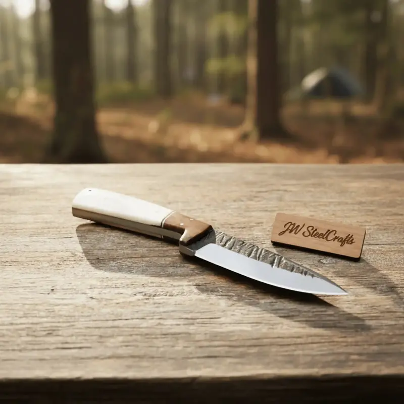 Carbon Steel Drop Point Knife Bone And Rosewood Handle 7 Inch 2