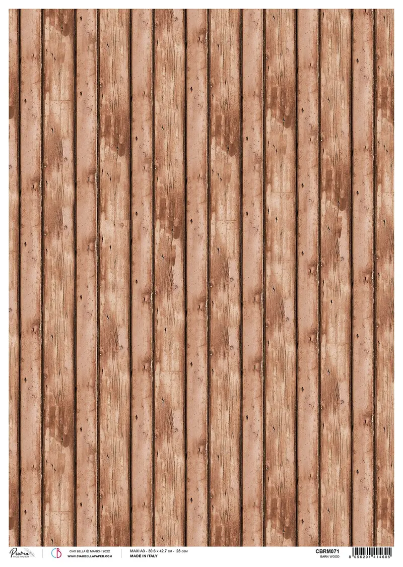 Ciao Bella Rice Paper A3 Piuma Barn Wood - 3 Sheets 1