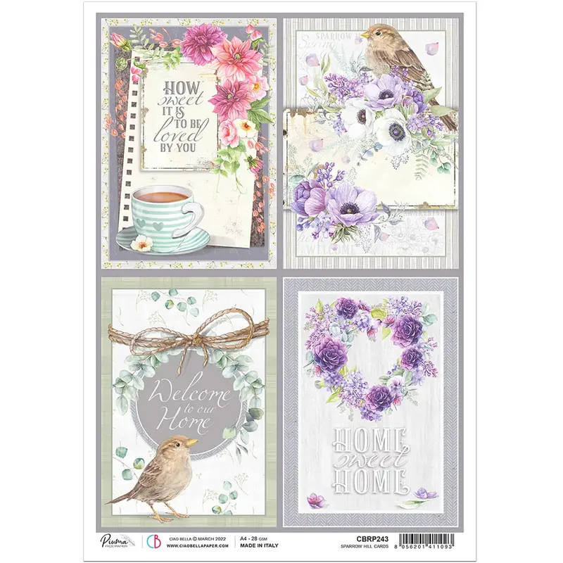 Ciao Bella Rice Paper A4 Sparrow Hill Cards 1