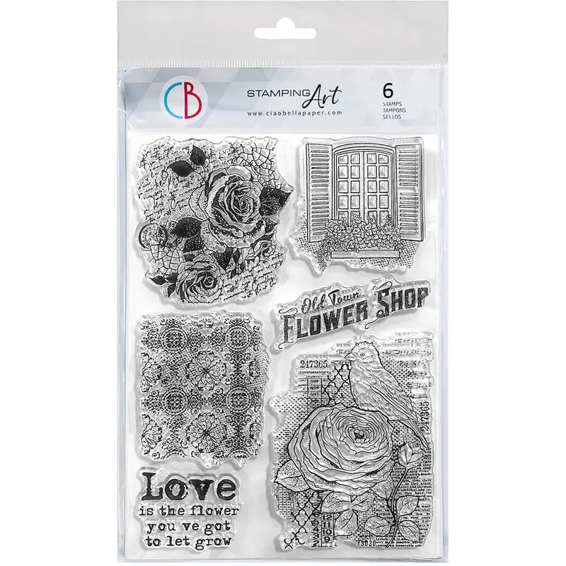 Clear Stamp Set 6"X8" Floral Elegance 1