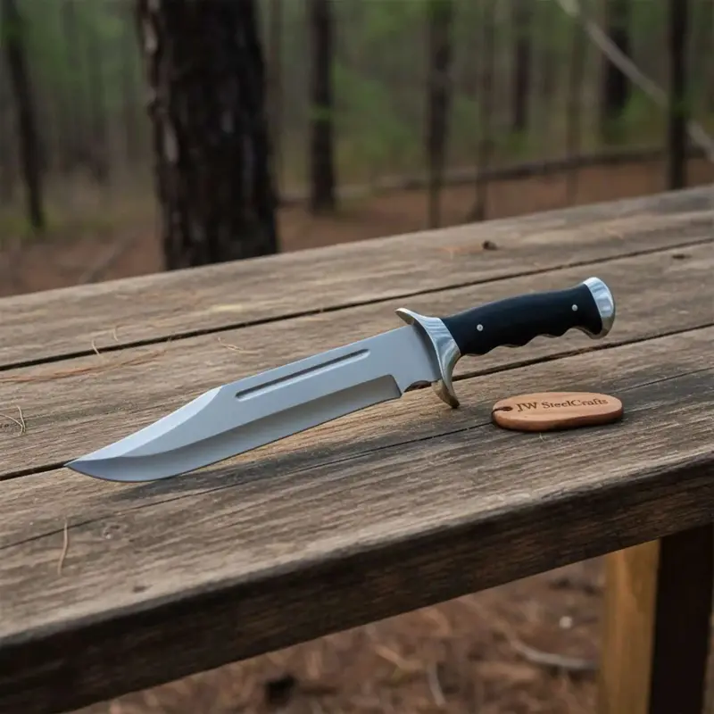Clip Point Frontier Bowie Knife Polished Steel Blade S Guard Handmade By Jw Steelcrafts 1