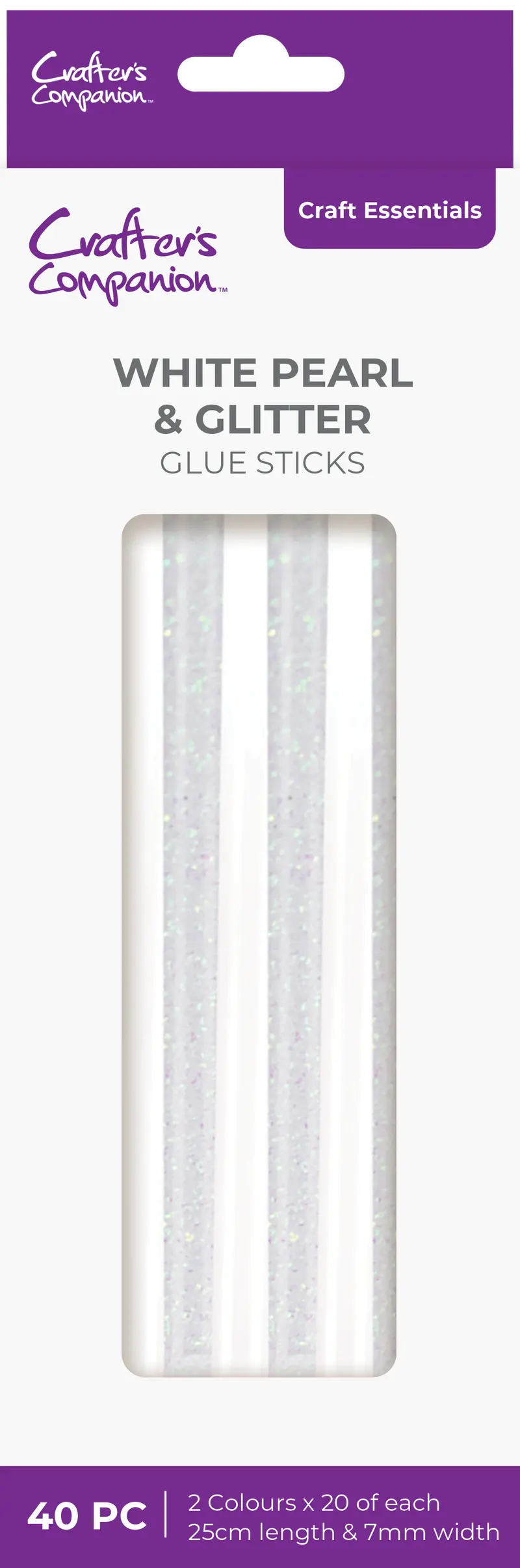 Crafter's Companion Glue Stick - White Pearl & Glitter - 40Pc 1