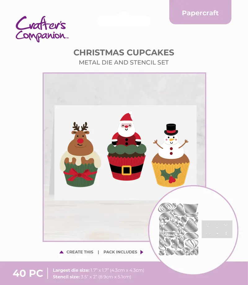 Crafter's Companion Stencil & Die Set - Christmas Cupcakes 1