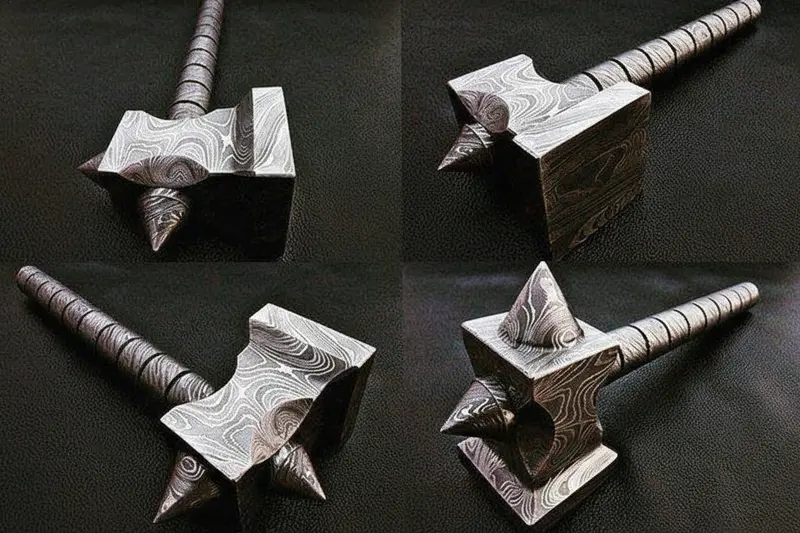 Custom Hand Made Damascus Steel Hammer Dk-0081 1