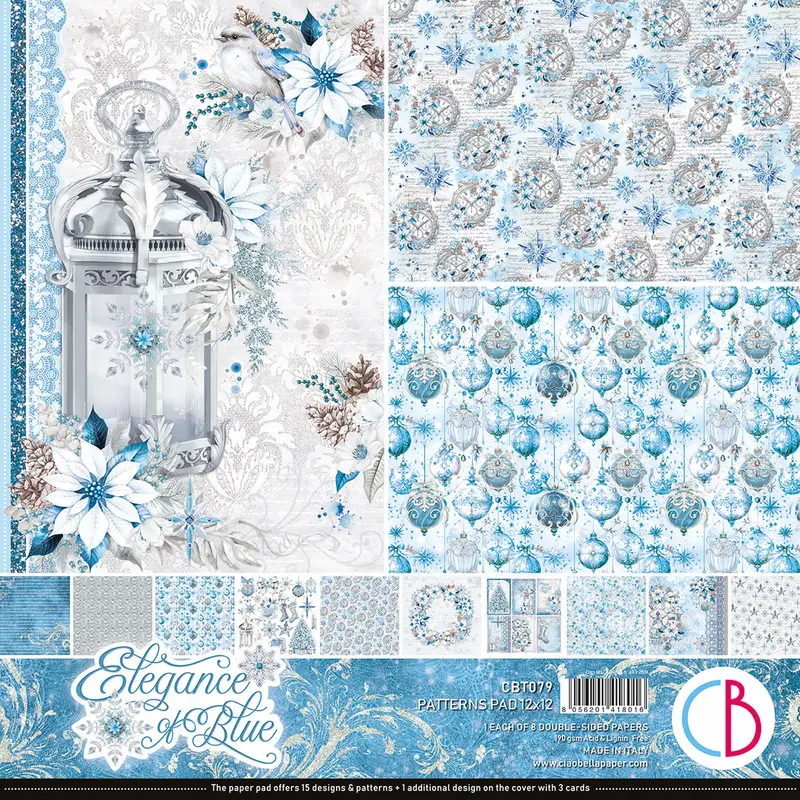Elegance Of Blue Patterns Pad 12"X12" 8/Pkg 1
