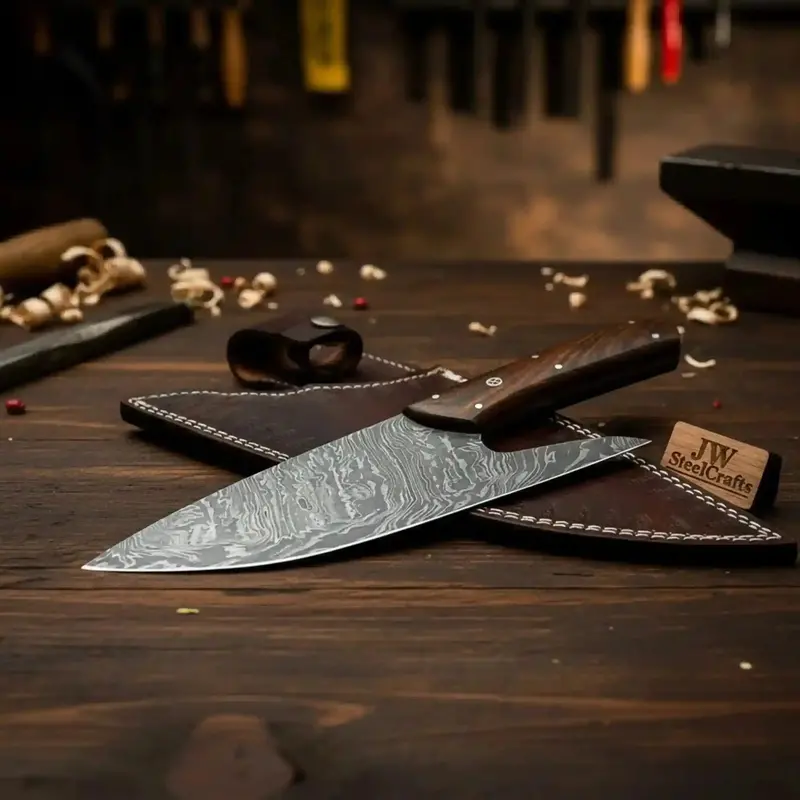 French-Style Chef Carving Knife In Premium Damascus Steel With Full Tang Construction 2