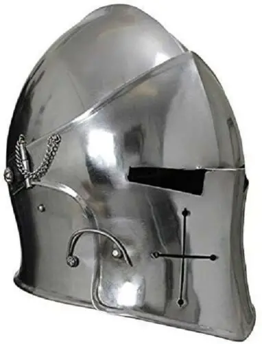 Halloween Medieval Barbuta Helmet Knights Templar Crusader Armor Helmet (Steel) 1