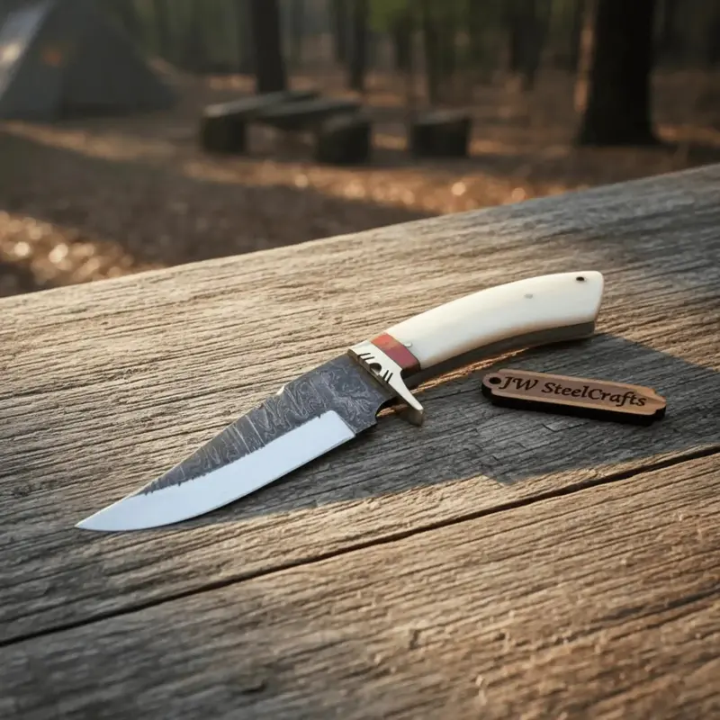 Hand Forged Knife-Steel Blade Camel Bone Handle 1