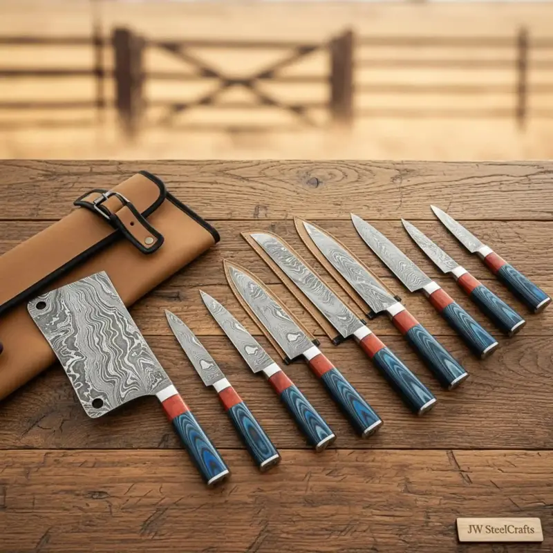 Handmade Damascus Cleaver & Chef Knife Set — Artisan Finish 1
