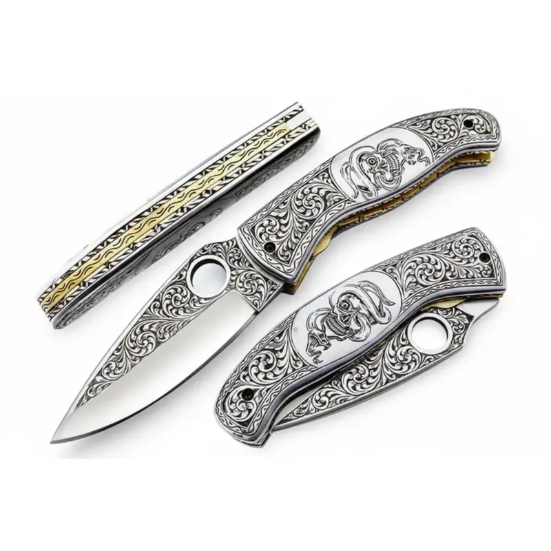 Handmade Damascus Folding Knife, Engraved Bone Handle Pocket Knife, Custom Edc Folder | Jw Steelcrafts 1