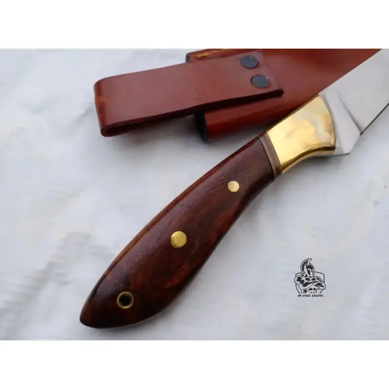 Handmade Fillet Knife – 11 Inch Overall, Curved Fish Filleting Blade With Rosewood Handle, Full Tang Fishing Knife With Leather Sheath, Jw Steelcrafts 2