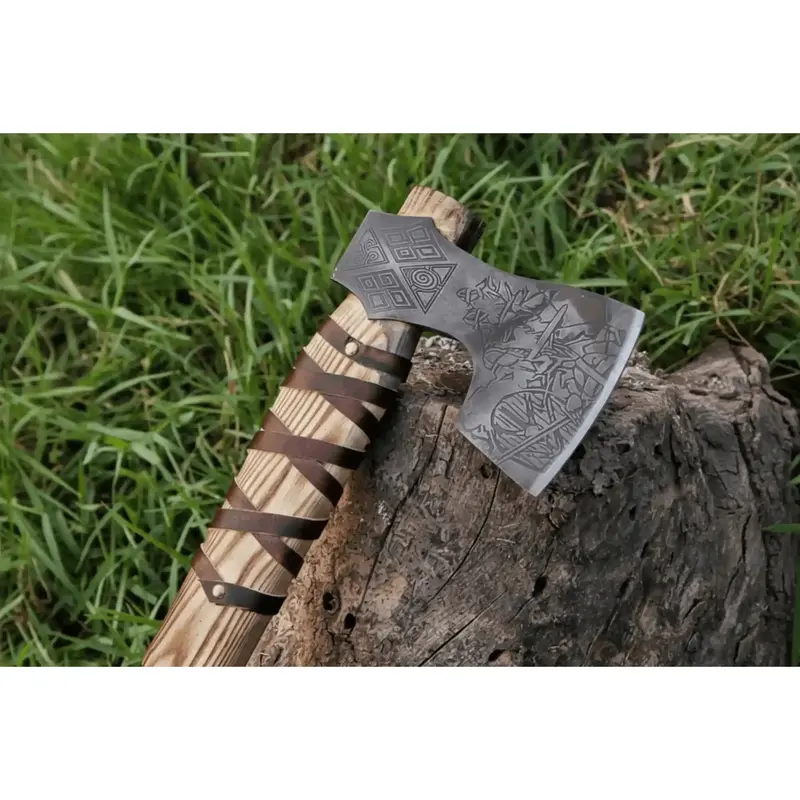 Handmade Viking Axe Carbon Steel Head With Engraved Handle 22 Inch 1