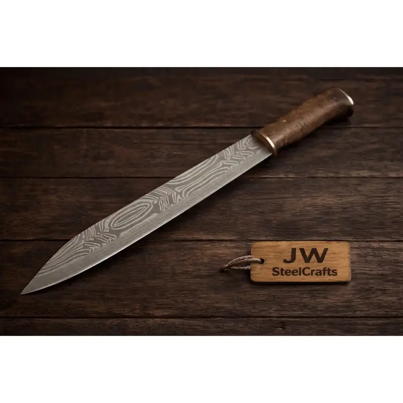 Handmade Viking Seax Knife Damascus Steel Blade 16 Inch Fixed Blade 1