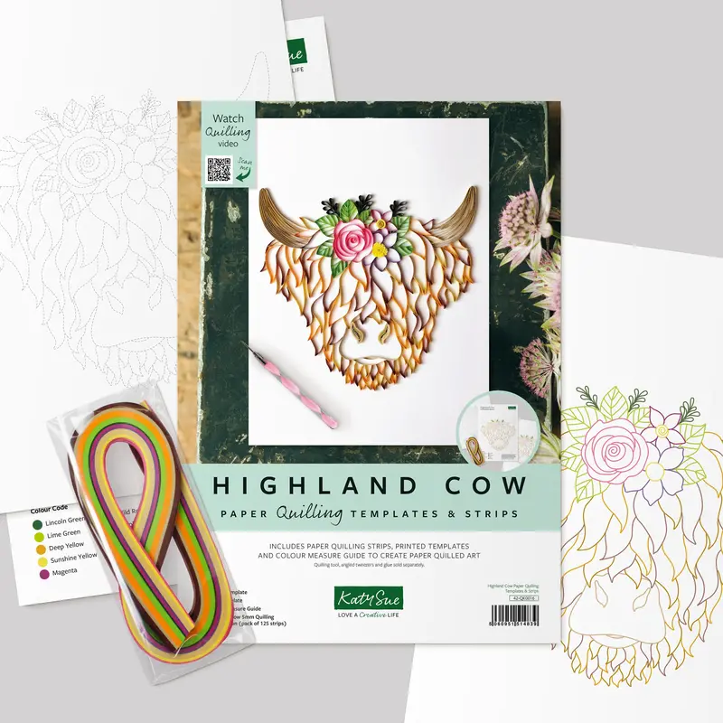 Highland Cow Quilling Template Kit 1