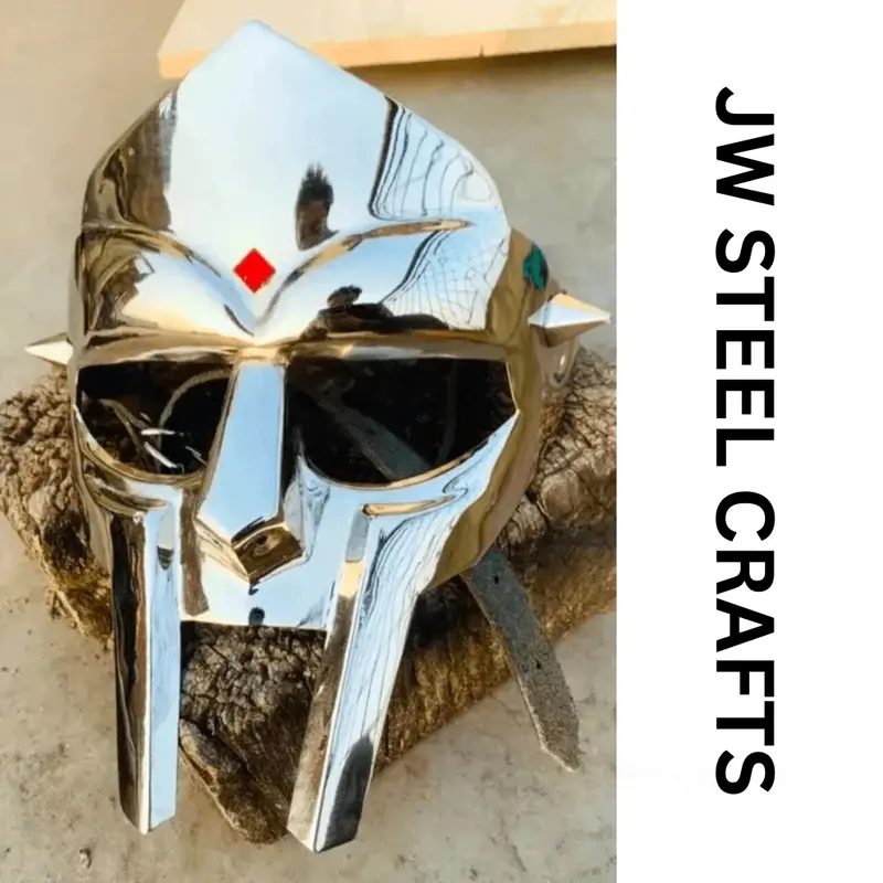 Polished Gladiator Face Mask | Handcrafted Metal Decorative Helmet Art 1