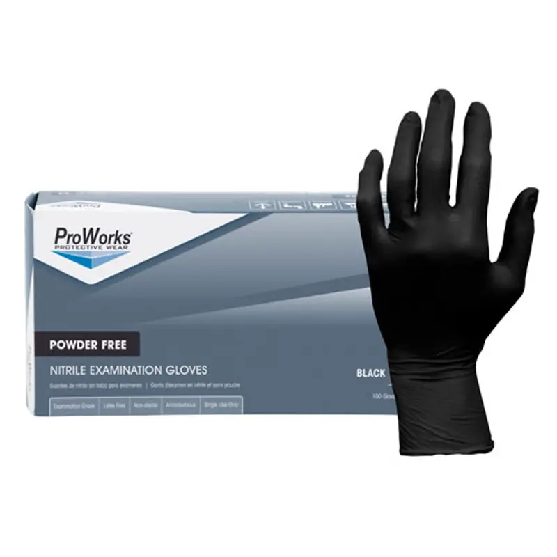 Proworks Nitrile Exam Black Gloves, 5Mil 1