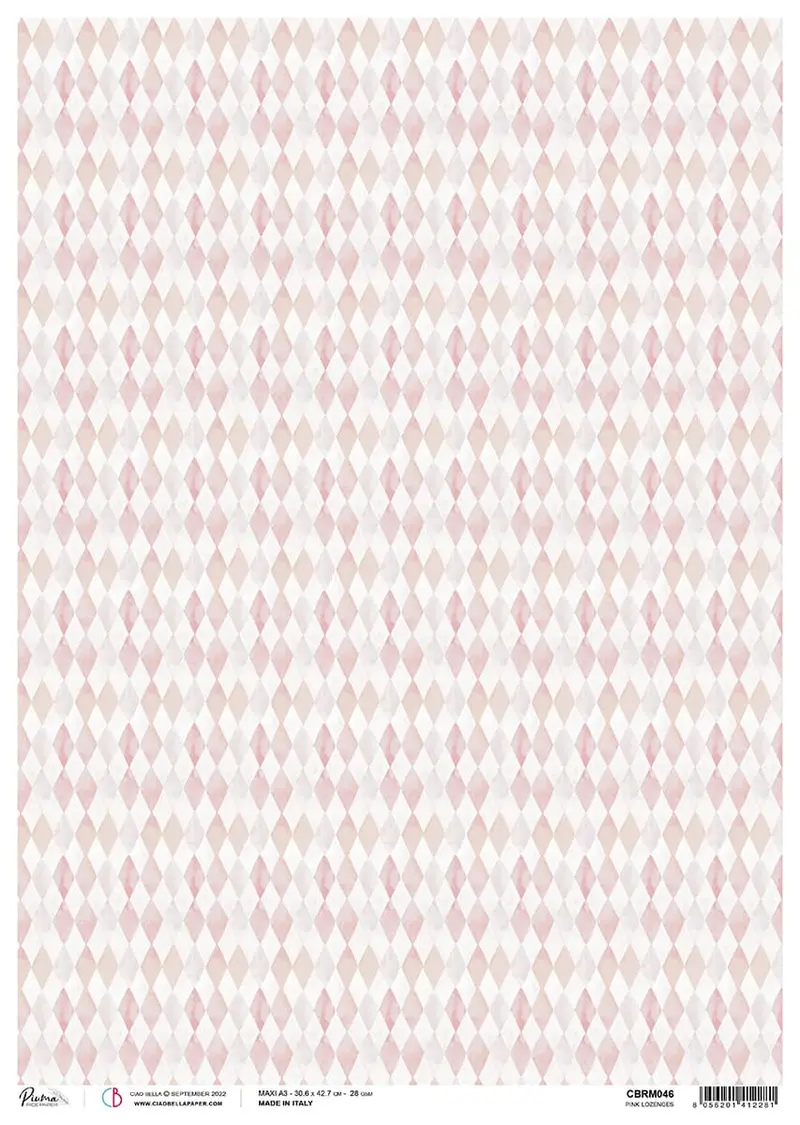Rice Paper A3 Piuma Pink Lozenges -  3 Sheets 1