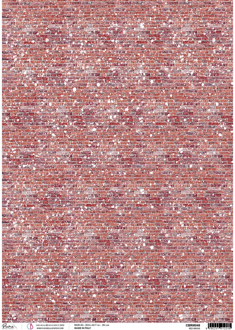 Rice Paper A3 Piuma Red Bricks - 3 Sheets 1