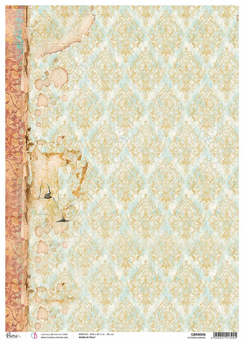 Rice Paper A3 Piuma Victorian Damask - 3 Sheets 1