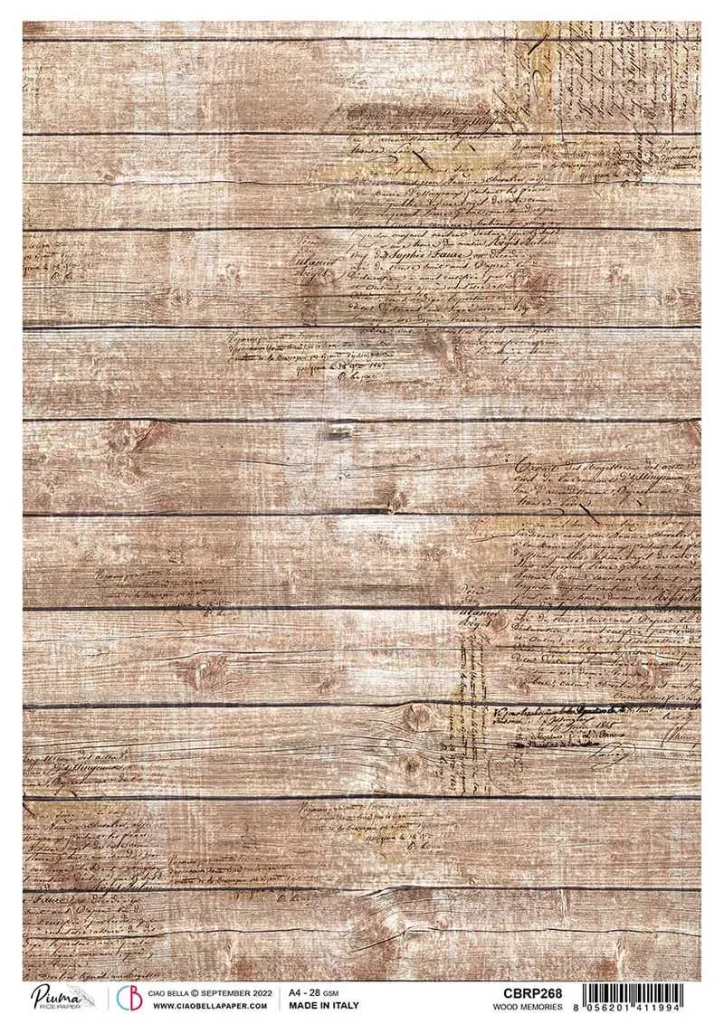 Rice Paper A4 Piuma Wood Memories - 5 Sheets 1