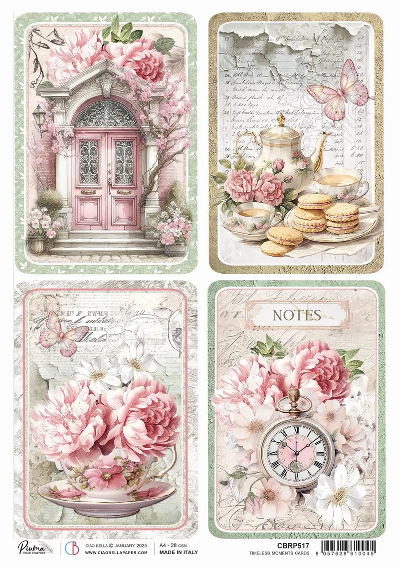 Rice Paper A4 Timeless Moments Cards - 5 Sheets 1