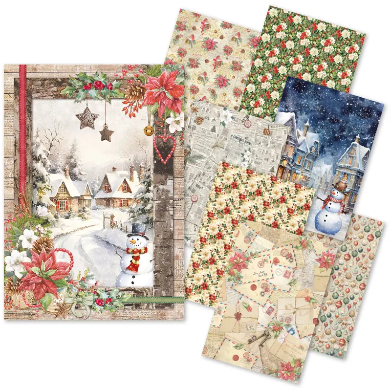 Rice Paper A5 Mixed 8/Pkg Christmas Vibes 1